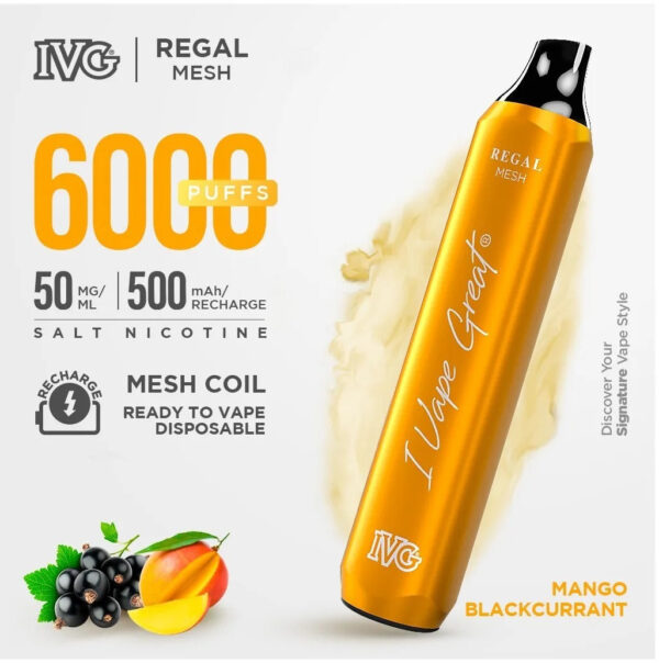 MANGO BLACKCURRANT Ð IVG 6000 PUFF  DISPOSABLE | REGAL