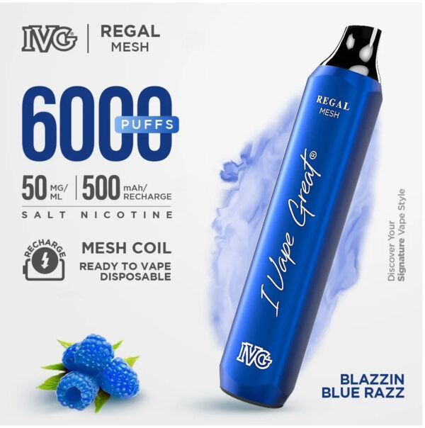 BLAZZIN BLUE RAZZ Ð IVG 6000 PUFF  DISPOSABLE | REGAL