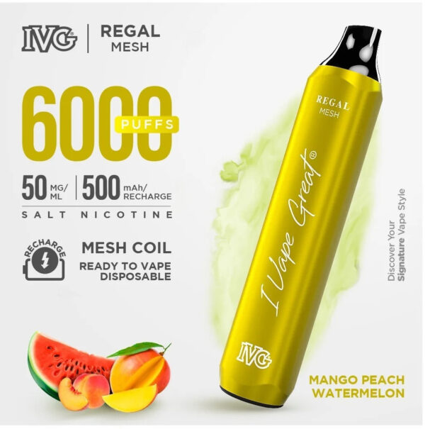 MANGO PEACH WATERMELON Ð IVG 6000 PUFF  DISPOSABLE | REGAL