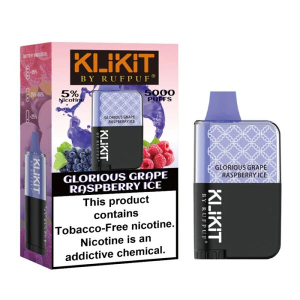 KLIKIT DISPOSABLE VAPE 5000 PUFFS - GLORIOUS GRAPE RASPBERRY ICE