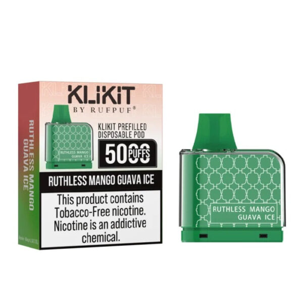 KLIKIT NON REFILLABLE POD 5000 PUFFS - RUTHLESS MANGO GUAVA ICE